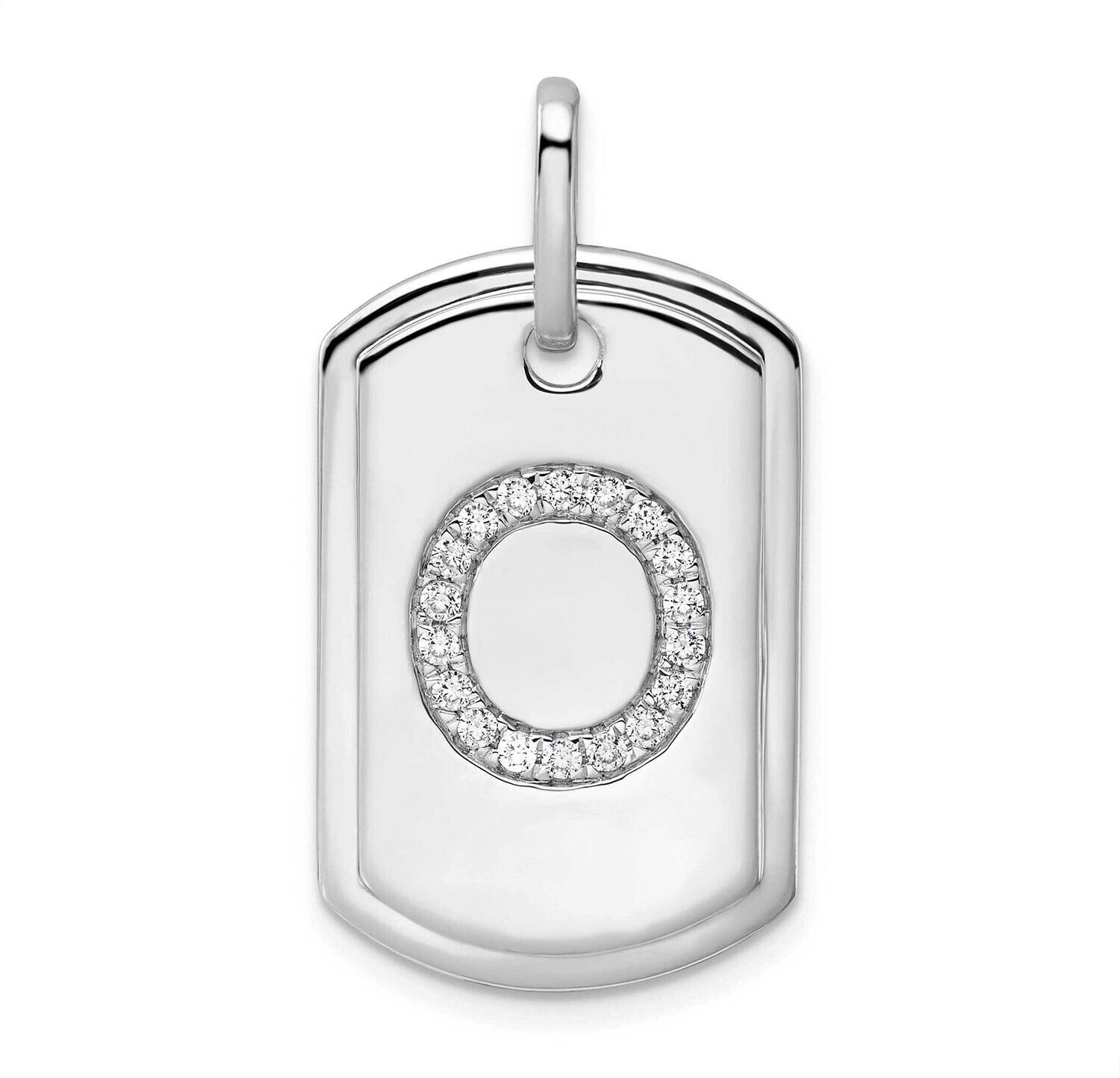 Diamond Initial O Dog Tag Charm 14k White Gold PM9842O-022-WA, MPN: PM9842O-022-WA,