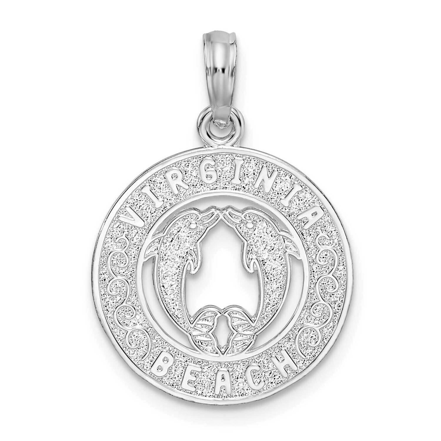 Virginia Beach Dolphins Circle Pendant Sterling Silver Polished QC10139, MPN: QC10139, 637218166626