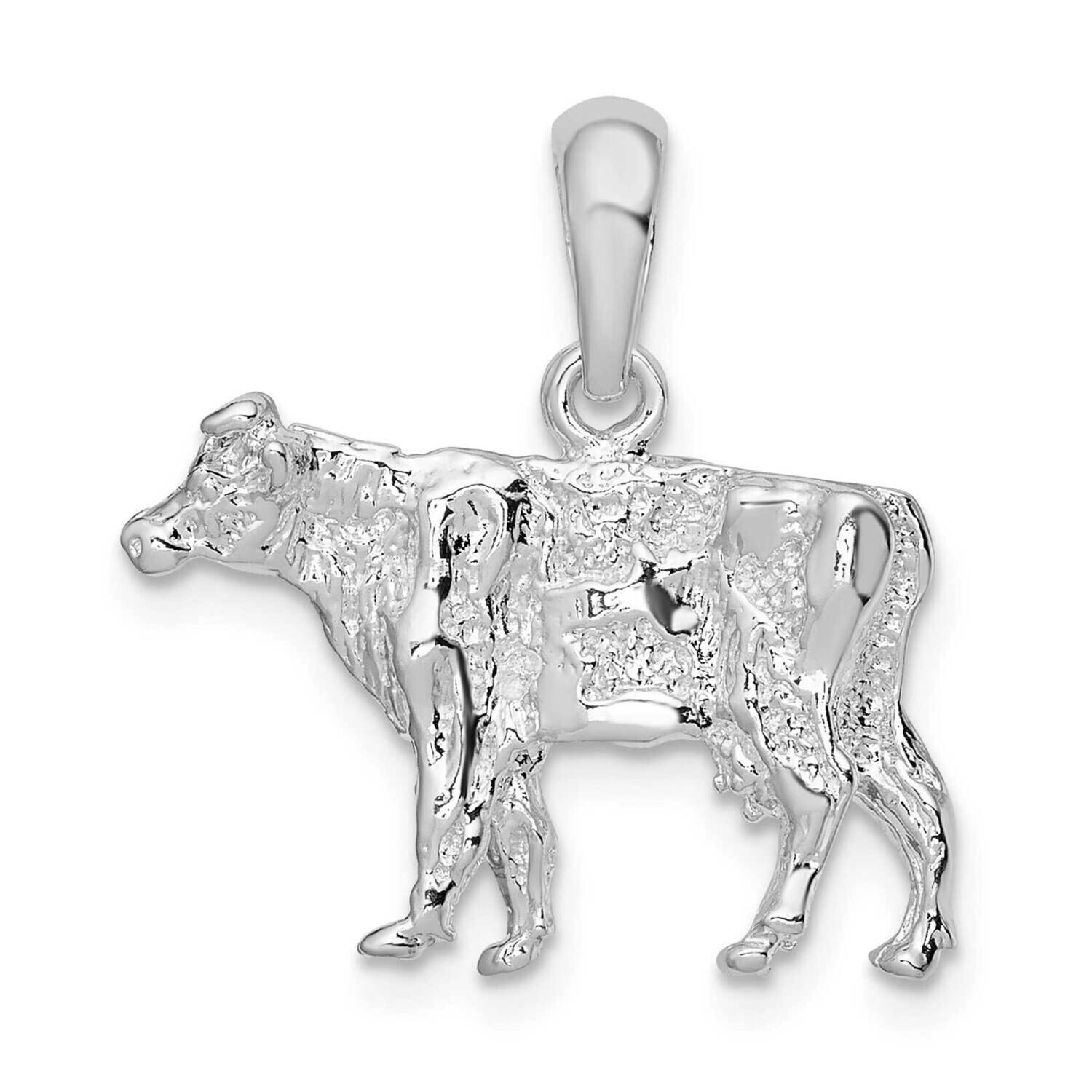 3D Cow Pendant Sterling Silver Polished QC10597