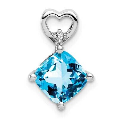 Blue Topaz Diamond Heart Chain Slide 14k White Gold PM7399-BT-001-WA, MPN: PM7399-BT-001-WA, 191101…