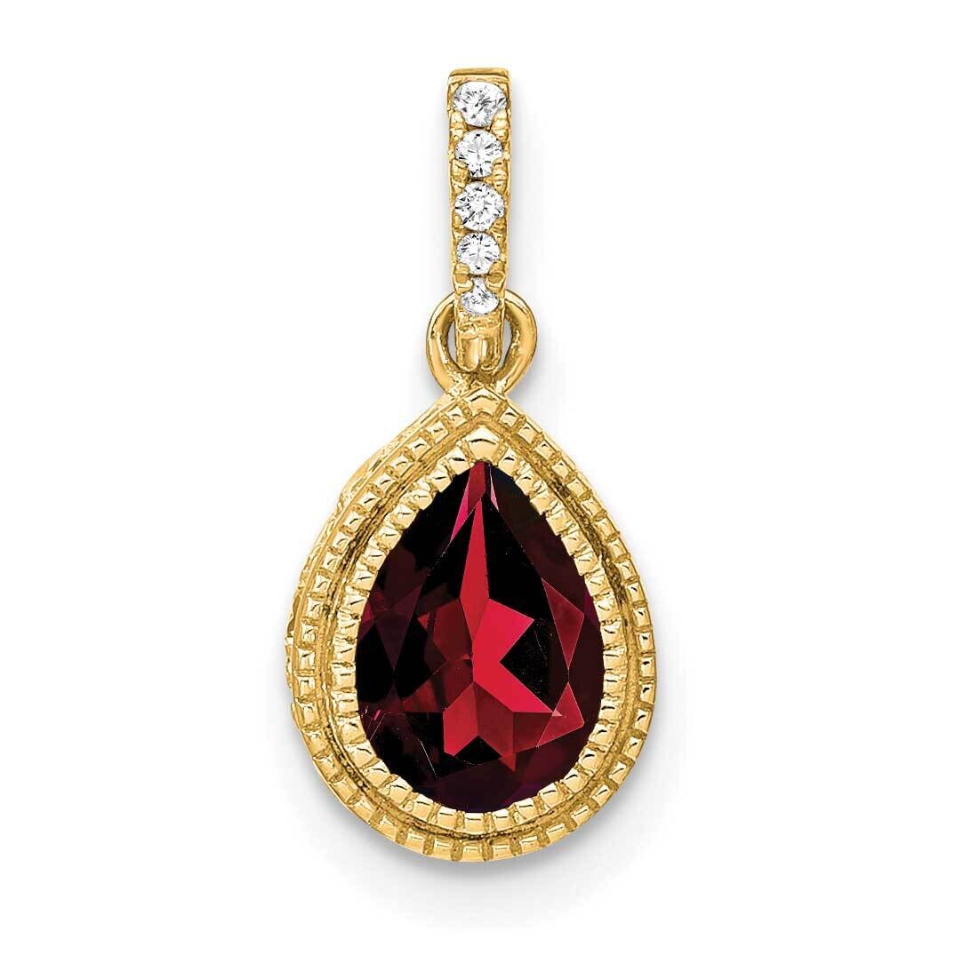 Pear Garnet Diamond Pendant 14k Gold PM7094-GA-030-YA, MPN: PM7094-GA-030-YA,