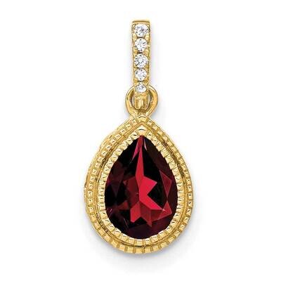 Pear Garnet Diamond Pendant 14k Gold PM7094-GA-030-YA, MPN: PM7094-GA-030-YA,