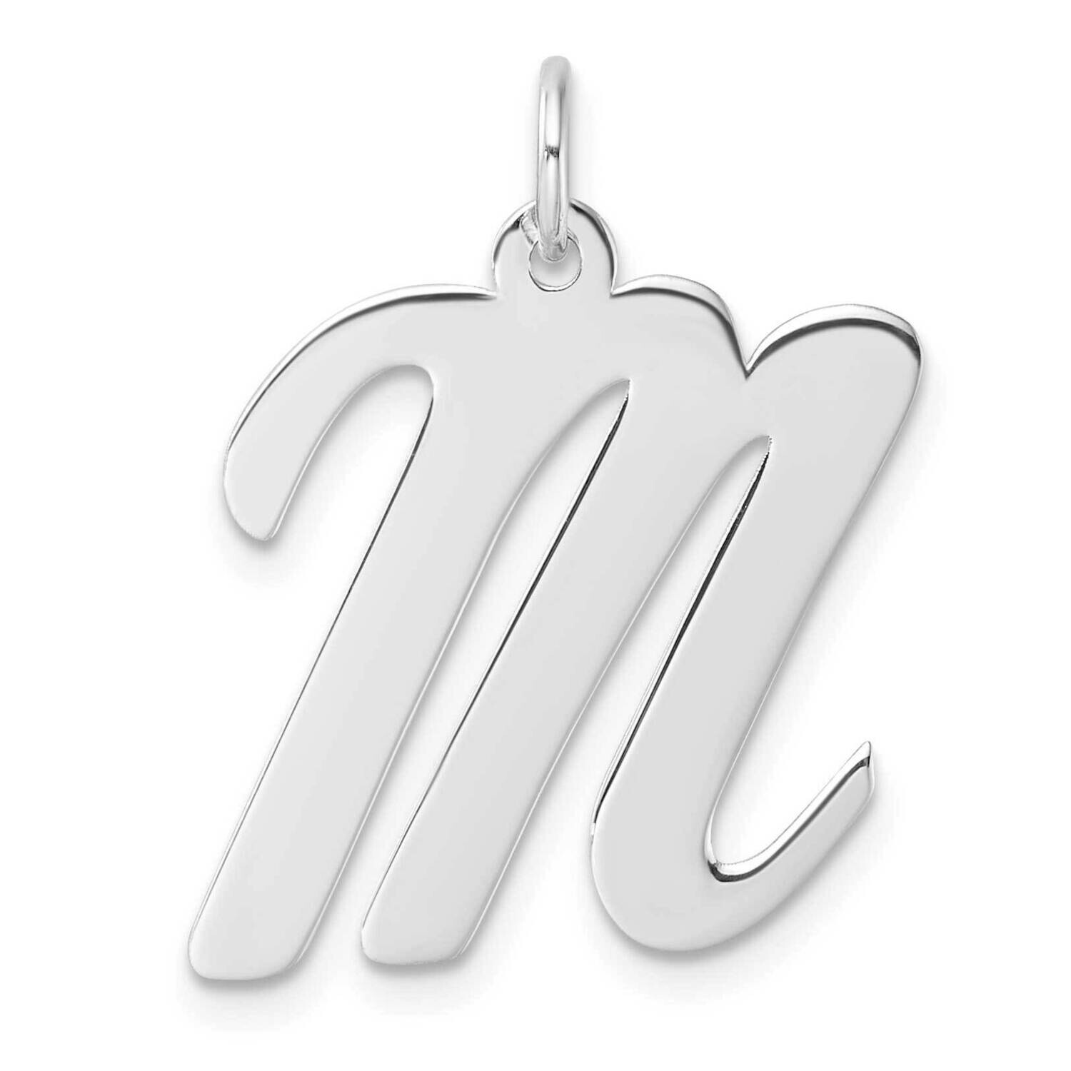 Large Script Letter M Initial Charm Sterling Silver Rhodium-Plated QC11253M, MPN: QC11253M,