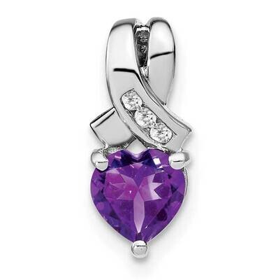Amethyst Diamond Pendant Sterling Silver Rhodium-Plated PM7401-AM-003-SSA, MPN: PM7401-AM-003-SSA,