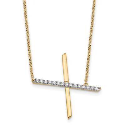 Sideways Diamond Initial X Necklace 14k Gold PM9844X-018-YA, MPN: PM9844X-018-YA,