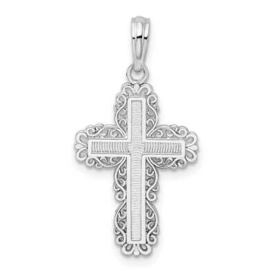Lace Border Latin Cross Pendant Sterling Silver Polished QC10479, MPN: QC10479, 637218181766