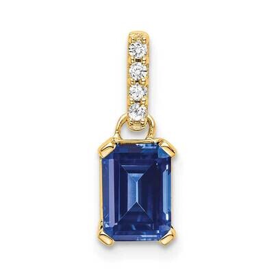 Created Sapphire Diamond Pendant 10k Gold PM7410-CSA-004-1YA, MPN: PM7410-CSA-004-1YA,