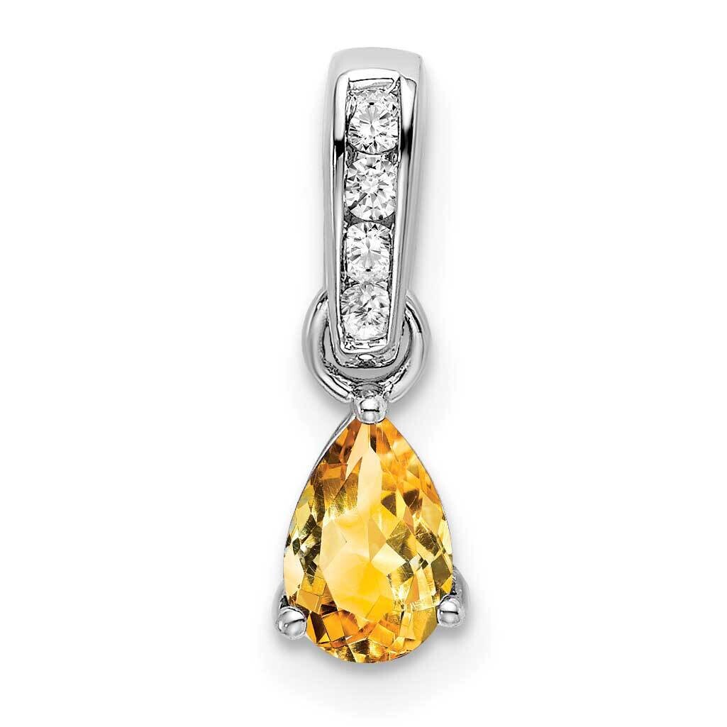 Pear Citrine Diamond Pendant 14k White Gold PM7409-CI-005-WA, MPN: PM7409-CI-005-WA,