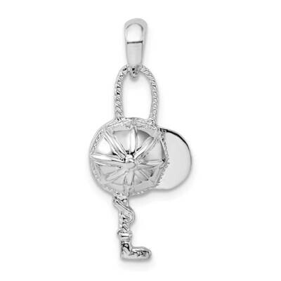 Jockey Helmet Crop Pendant Sterling Silver Polished QC10497, MPN: QC10497, 637218182022