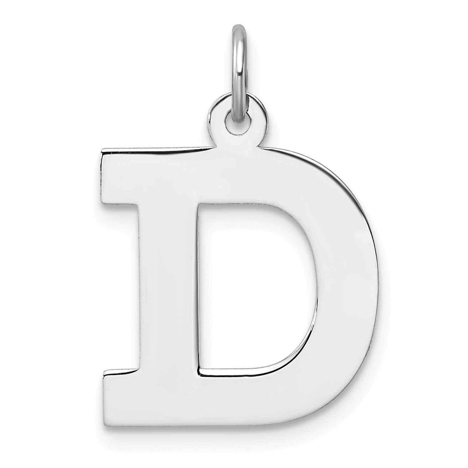 Large Block Letter D Initial Charm Sterling Silver Rhodium-Plated QC11255D