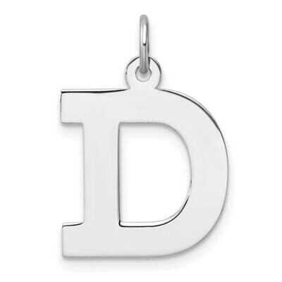 Large Block Letter D Initial Charm Sterling Silver Rhodium-Plated QC11255D, MPN: QC11255D,