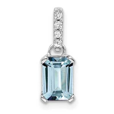 Aquamarine Diamond Pendant 10k White Gold PM7410-AQ-004-1WA, MPN: PM7410-AQ-004-1WA,