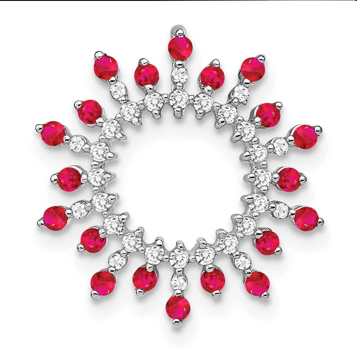 Ruby Diamond Snowflake Chain Slide 14k White Gold PM7211-RU-021-WA, MPN: PM7211-RU-021-WA,
