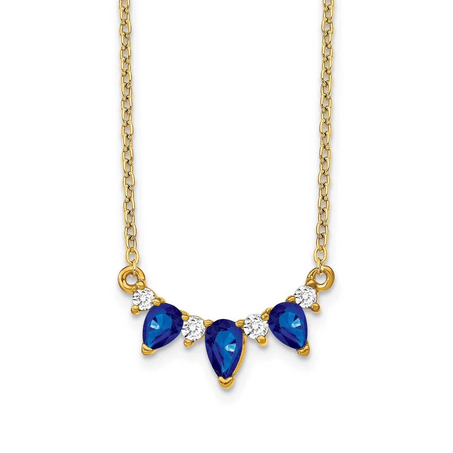 Pear Sapphire Diamond 18 Inch Necklace 14k Gold PM7176-SA-012-YA, MPN: PM7176-SA-012-YA, 8839577631…