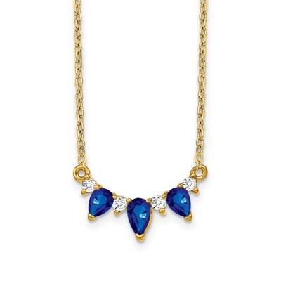 Pear Sapphire Diamond 18 Inch Necklace 14k Gold PM7176-SA-012-YA, MPN: PM7176-SA-012-YA, 8839577631…