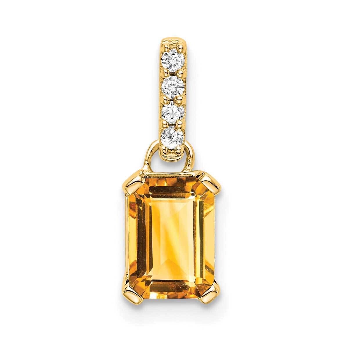 Citrine Diamond Pendant 10k Gold PM7410-CI-004-1YA