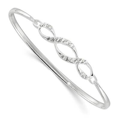 CZ Fancy Hook Bangle Bracelet Sterling Silver Polished QB1509, MPN: QB1509,