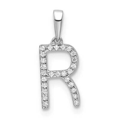 Diamond Letter R Initial Pendant 14k White Gold PM9798R-008-WA, MPN: PM9798R-008-WA,