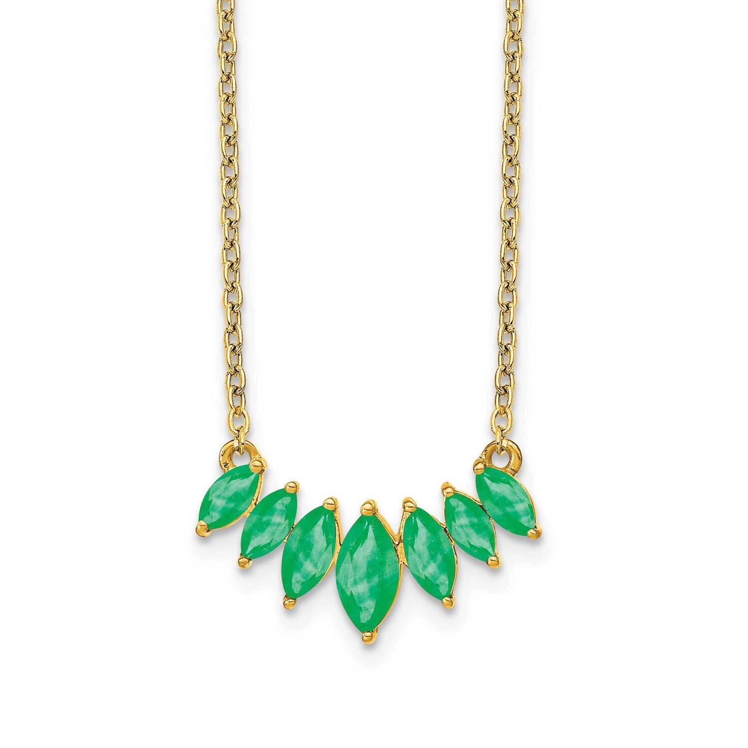 Marquise Emerald 18 Inch Necklace 14k Gold PM7179-EM-Y, MPN: PM7179-EM-Y, 883957763347