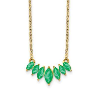 Marquise Emerald 18 Inch Necklace 14k Gold PM7179-EM-Y, MPN: PM7179-EM-Y, 883957763347