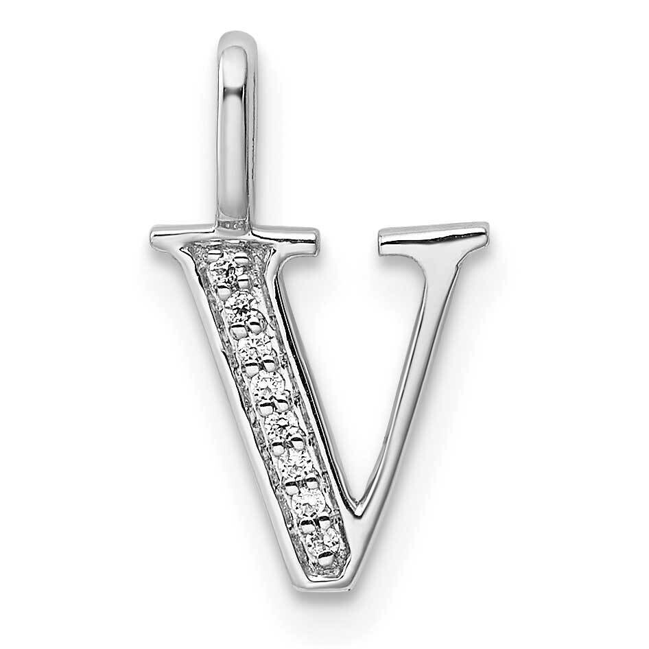 Diamond Letter V Initial Pendant 14k White Gold PM8365V-003-WA, MPN: PM8365V-003-WA, 196904070482
