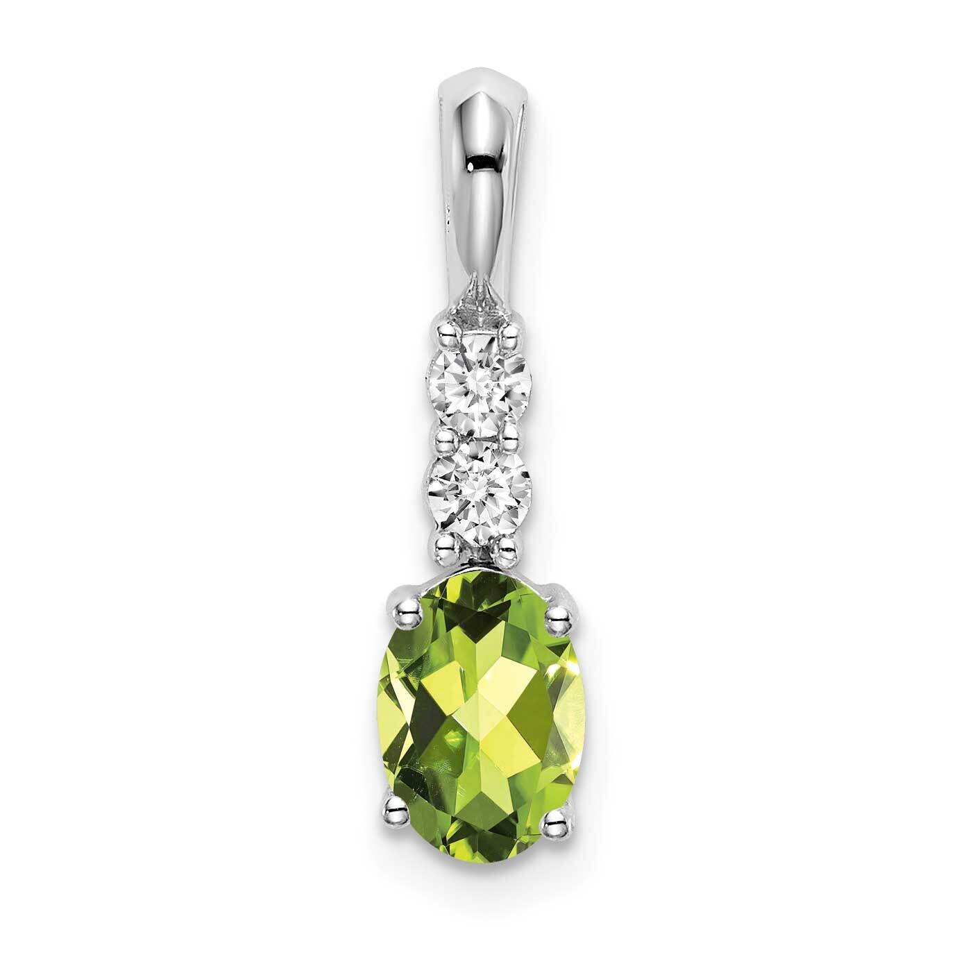 Oval Peridot Diamond Pendant 14k White Gold PM7406-PE-013-WA, MPN: PM7406-PE-013-WA, 191101400292
