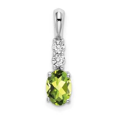 Oval Peridot Diamond Pendant 14k White Gold PM7406-PE-013-WA, MPN: PM7406-PE-013-WA, 191101400292
