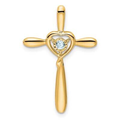 Aquamarine Cross Heart Chain Slide 14k Gold PM7408-AQ-Y, MPN: PM7408-AQ-Y,