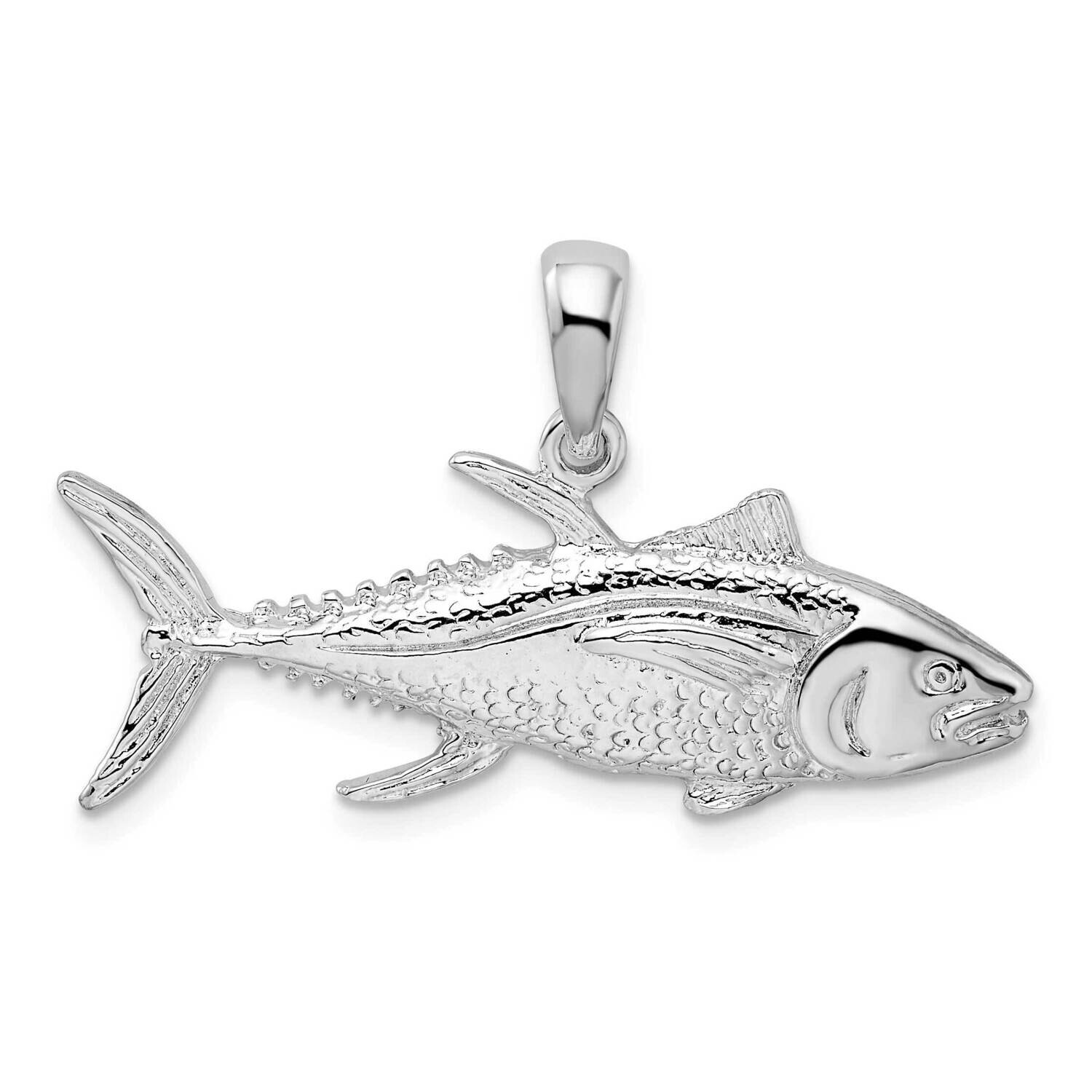Yellowfin Tuna Fish Pendant Sterling Silver Polished QC10332