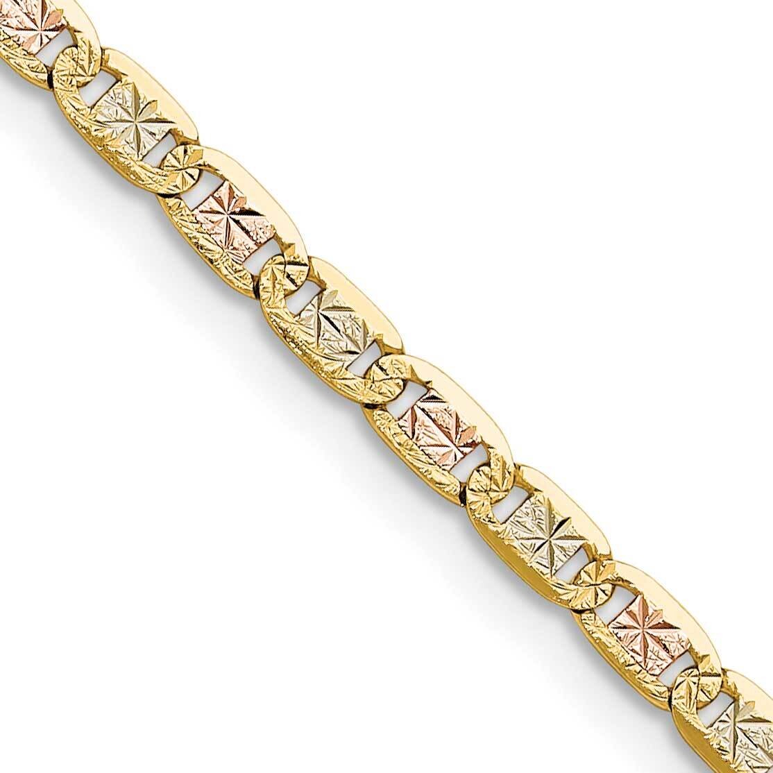 3.2mm Tri-Color Gold Pavc Valentino Chain 26 Inch 14k Gold PVL070-26, MPN: PVL070-26,