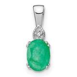 Oval Emerald Diamond Pendant 14k White Gold PM7185-EM-001-WA, MPN: PM7185-EM-001-WA,