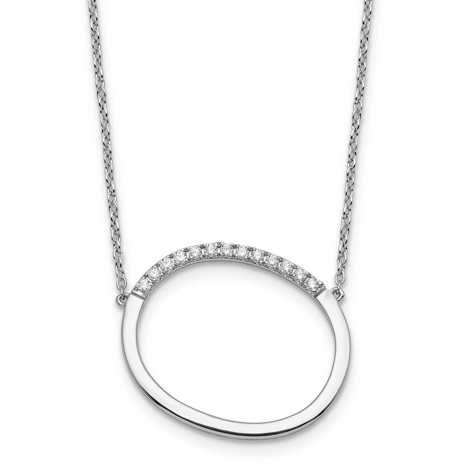 Sideways Diamond Initial O Necklace 14k White Gold PM9844O-016-WA