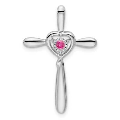 Pink Tourmaline Cross Heart Chain Slide 10k White Gold PM7408-PT-1W, MPN: PM7408-PT-1W,