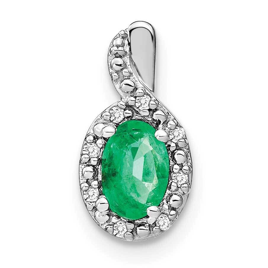 Oval Emerald Diamond Pendant 14k White Gold PM7188-EM-004-WA, MPN: PM7188-EM-004-WA,