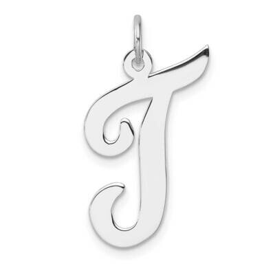 Large Script Letter T Initial Charm Sterling Silver Rhodium-Plated QC11253T, MPN: QC11253T,