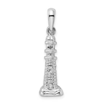 Textured 3D Lighthouse Pendant Sterling Silver Polished QC10018, MPN: QC10018, 637218155811
