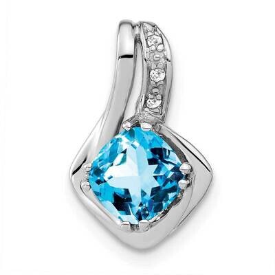 Blue Topaz Diamond Pendant 10k White Gold PM7117-BT-002-1WA, MPN: PM7117-BT-002-1WA,