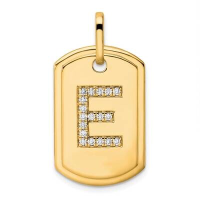 Diamond Initial E Dog Tag Charm 14k Gold PM9842E-022-YA, MPN: PM9842E-022-YA,