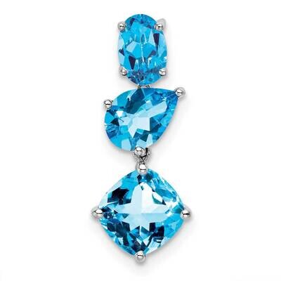 Blue Topaz &amp; Sky Blue Chain Slide 14k White Gold PM7457-BT-W, MPN: PM7457-BT-W,