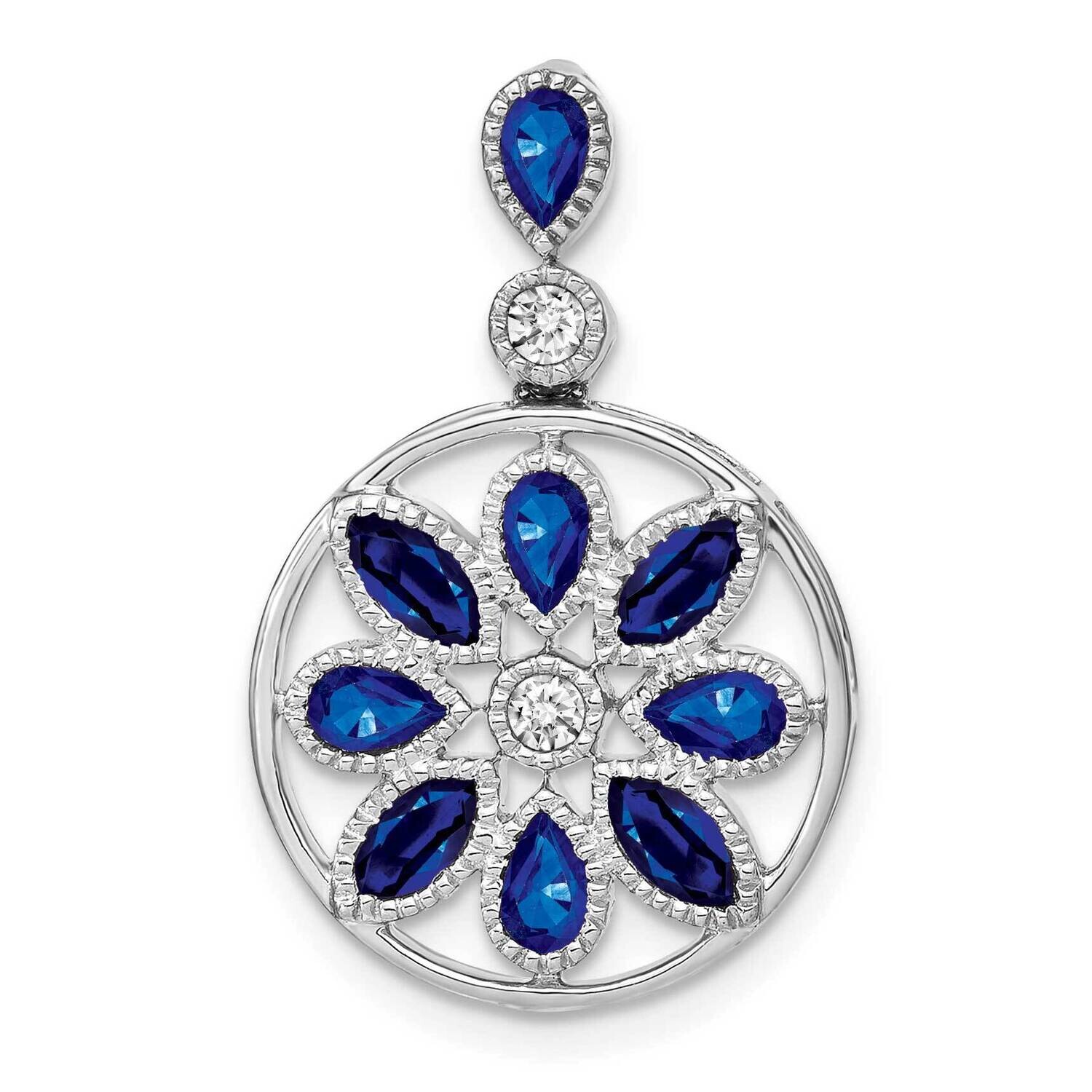 Sapphire Diamond Pendant 14k White Gold PM7205-SA-009-WA, MPN: PM7205-SA-009-WA,