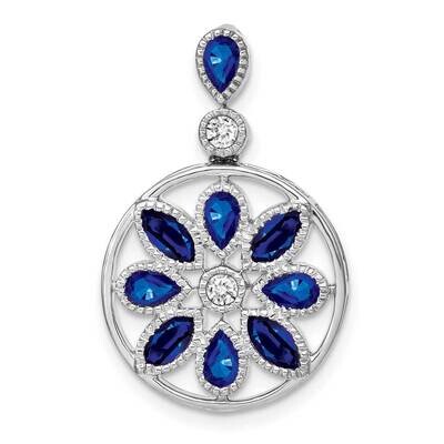 Sapphire Diamond Pendant 14k White Gold PM7205-SA-009-WA, MPN: PM7205-SA-009-WA,