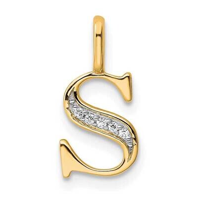 Diamond Letter S Initial Pendant 14k Gold PM8365S-002-YA, MPN: PM8365S-002-YA,