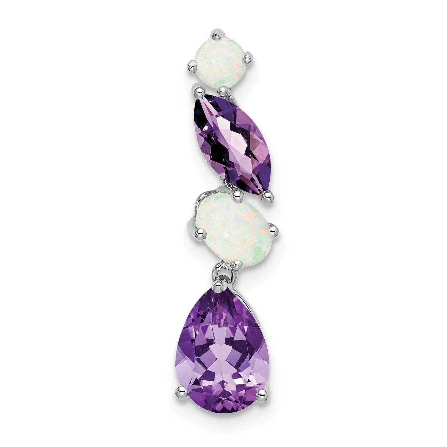 Amethyst Opal Chain Slide 25 Inch 14k White Gold PM7458-AM/OP-W, MPN: PM7458-AM/OP-W,