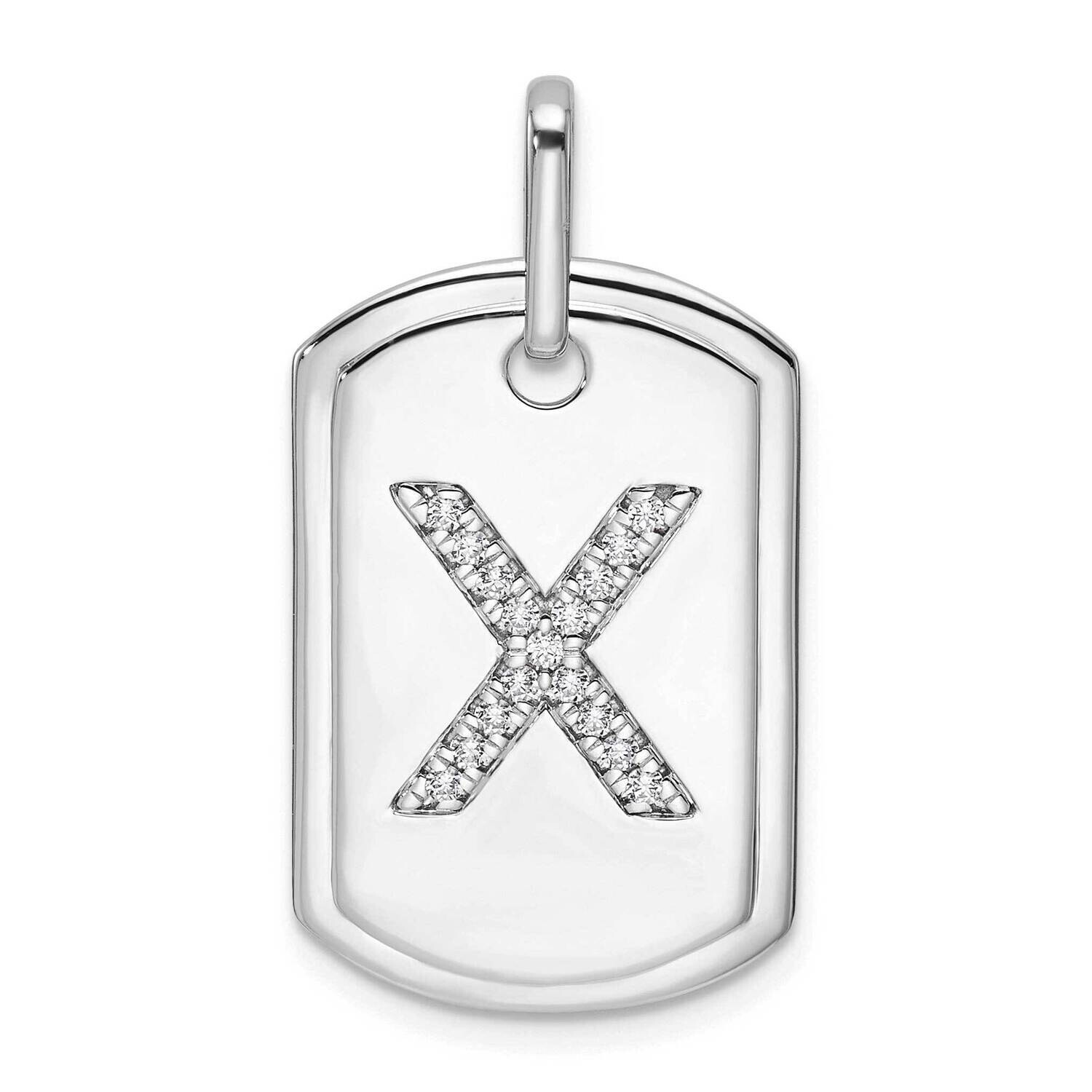 Diamond Initial X Dog Tag Charm 14k White Gold PM9842X-018-WA, MPN: PM9842X-018-WA,