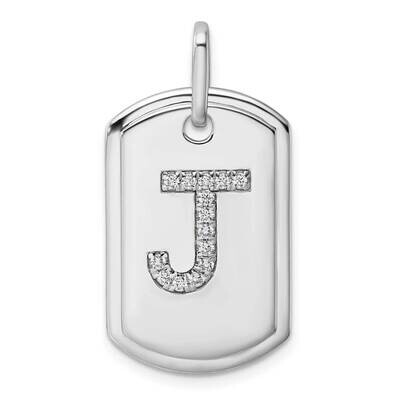 Diamond Initial J Dog Tag Charm 14k White Gold PM9842J-017-WA, MPN: PM9842J-017-WA,