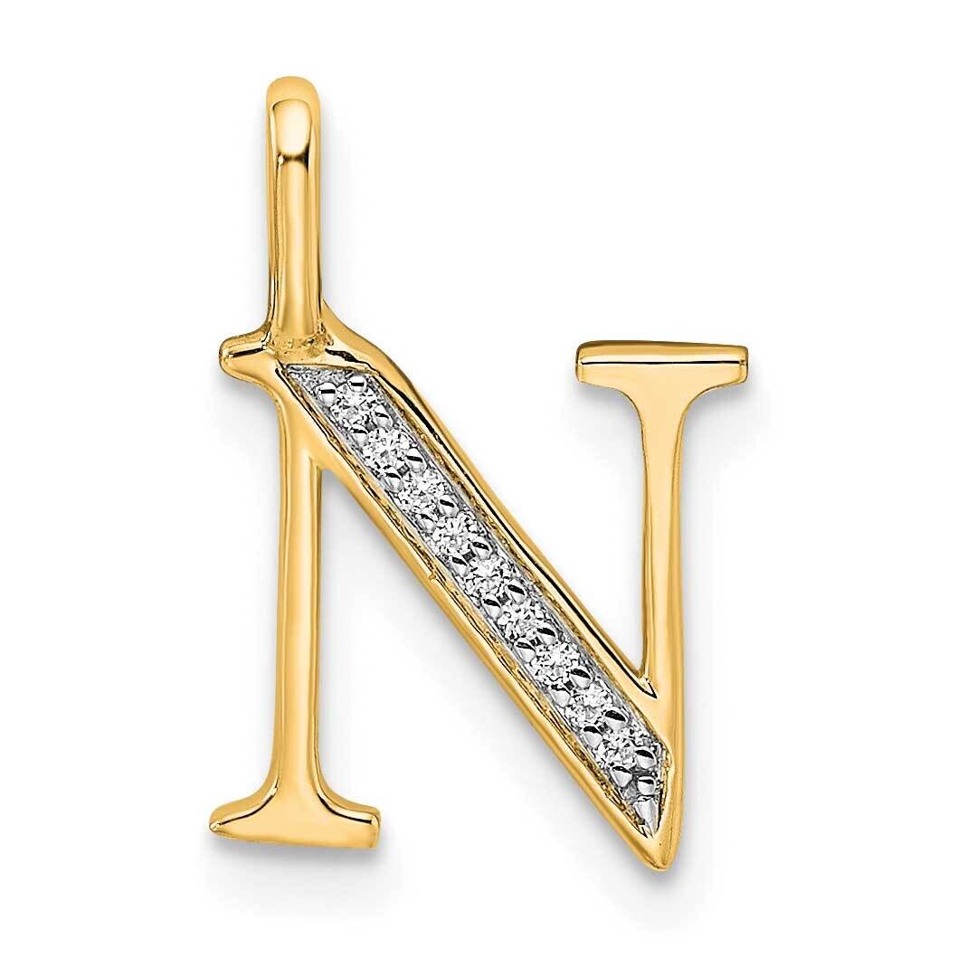 Diamond Letter N Initial Pendant 10k Gold PM8365N-003-1YA