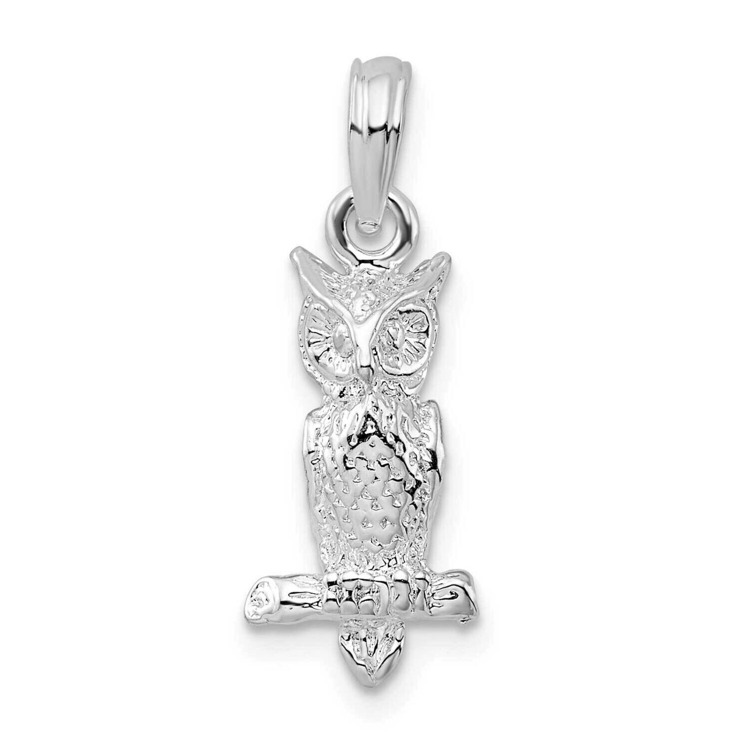 3D Owl Pendant Sterling Silver Polished QC10338, MPN: QC10338, 637218173341