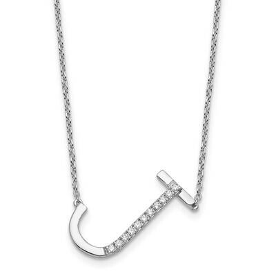 Sideways Diamond Initial J Necklace 14k White Gold PM9844J-013-WA, MPN: PM9844J-013-WA,