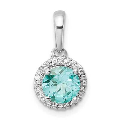 Pure Serenity Diamond Round Created Paraiba Pendant 14k White Gold PM9526-CP-010-WLG, MPN: PM9526-C…