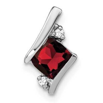 Cushion Garnet Diamond Chain Slide 10 Inch 14k White Gold PM7398-GA-002-WA, MPN: PM7398-GA-002-WA,